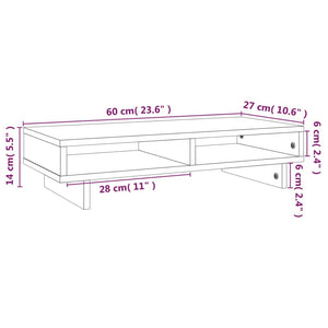Monitorständer Weiß Kiefer Massivholz 60cm