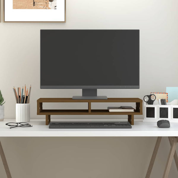 Monitorständer Honigbraun Kiefer Massivholz