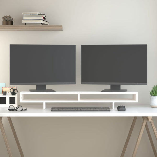 Monitorständer Weiß Kiefer Massivholz 100cm