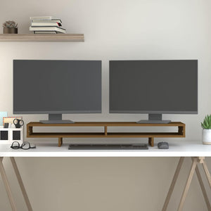 Monitorständer Honigbraun 100 cm Kiefer Massivholz