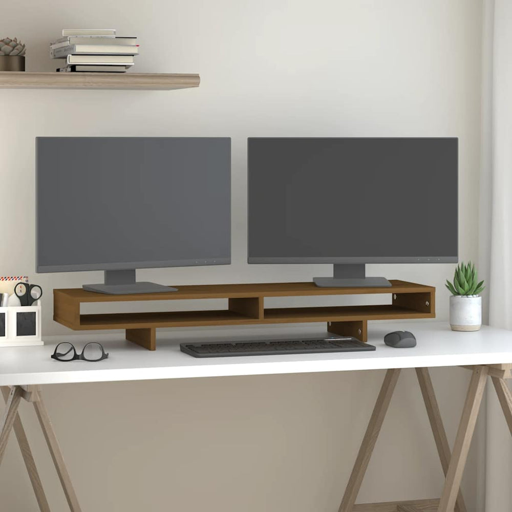 Monitorständer Honigbraun 100 cm Kiefer Massivholz
