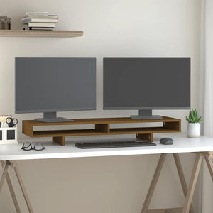 Monitorständer Honigbraun 100 cm Kiefer Massivholz