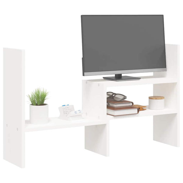 Monitorständer Weiß Kiefer Massivholz