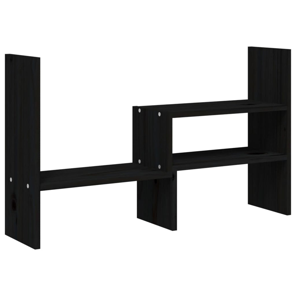 Monitorständer Schwarz Kiefer Massivholz