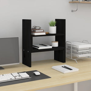 Monitorständer Schwarz Kiefer Massivholz