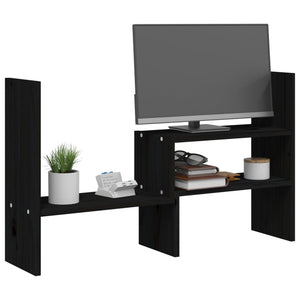 Monitorständer Schwarz Kiefer Massivholz