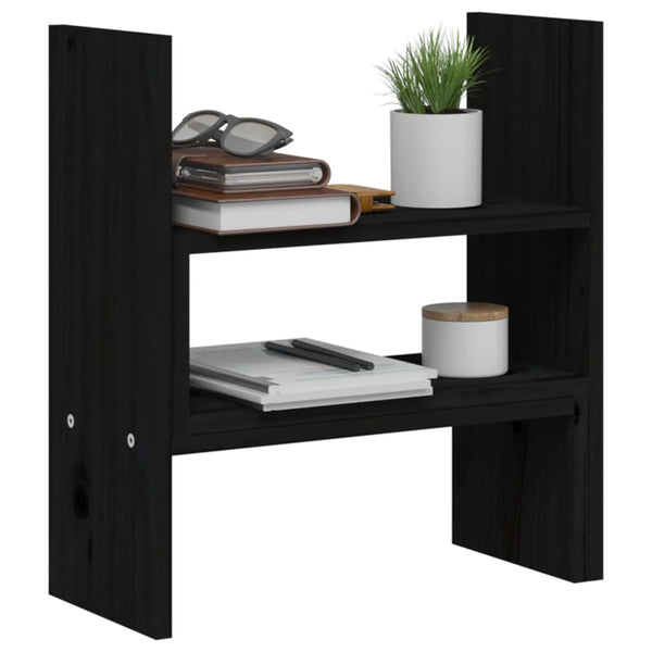 Monitorständer Schwarz Kiefer Massivholz