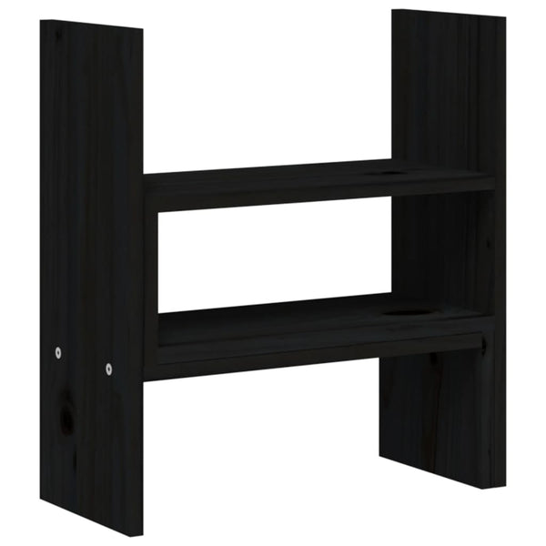 Monitorständer Schwarz Kiefer Massivholz