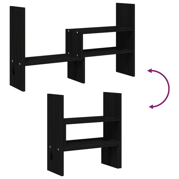 Monitorständer Schwarz Kiefer Massivholz