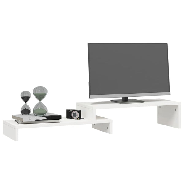 Monitorständer Weiß Kiefer Massivholz
