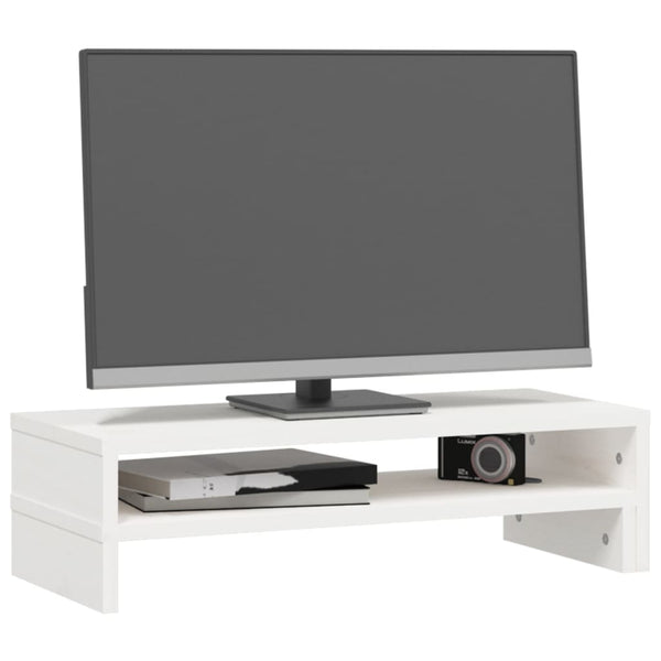 Monitorständer Weiß Kiefer Massivholz