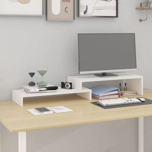 Monitorständer Weiß Kiefer Massivholz