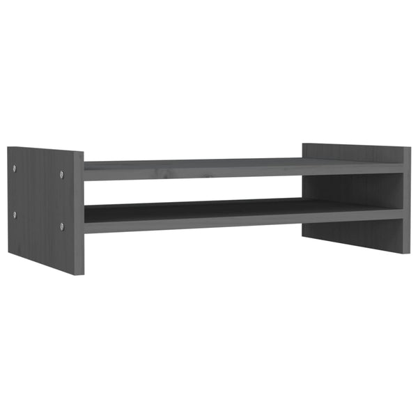 Monitorständer Grau Kiefer Massivholz 50x27x15 cm