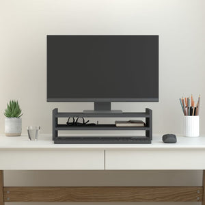 Monitorständer Grau Kiefer Massivholz 50x27x15 cm