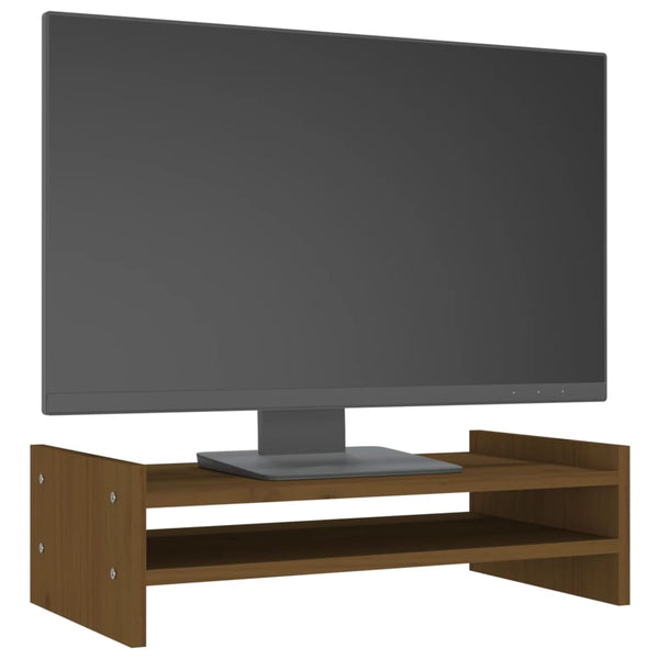 Monitorständer Honigbraun Kiefer Massivholz