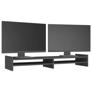 Monitorständer Grau 100 cm Kiefer Massivholz