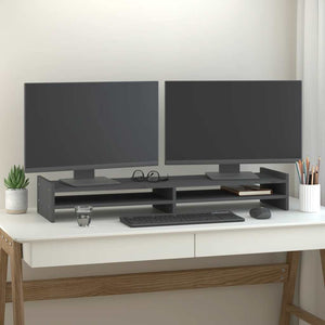 Monitorständer Grau 100 cm Kiefer Massivholz