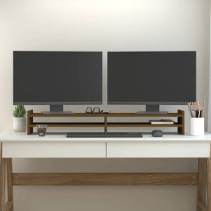 Monitorständer Honigbraun 100cm Kiefer Massivholz