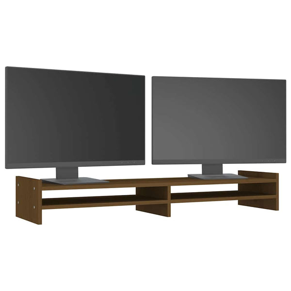 Monitorständer Honigbraun 100cm Kiefer Massivholz
