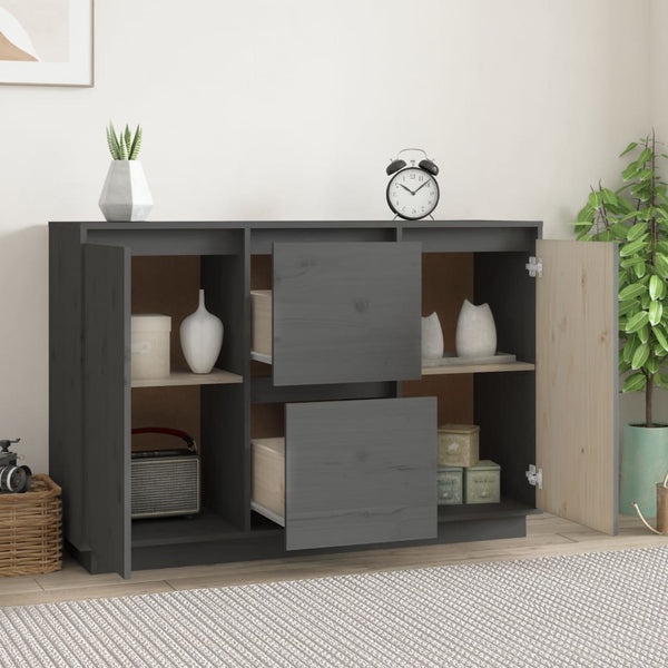 Graues Kiefer Massivholz Sideboard 111 cm