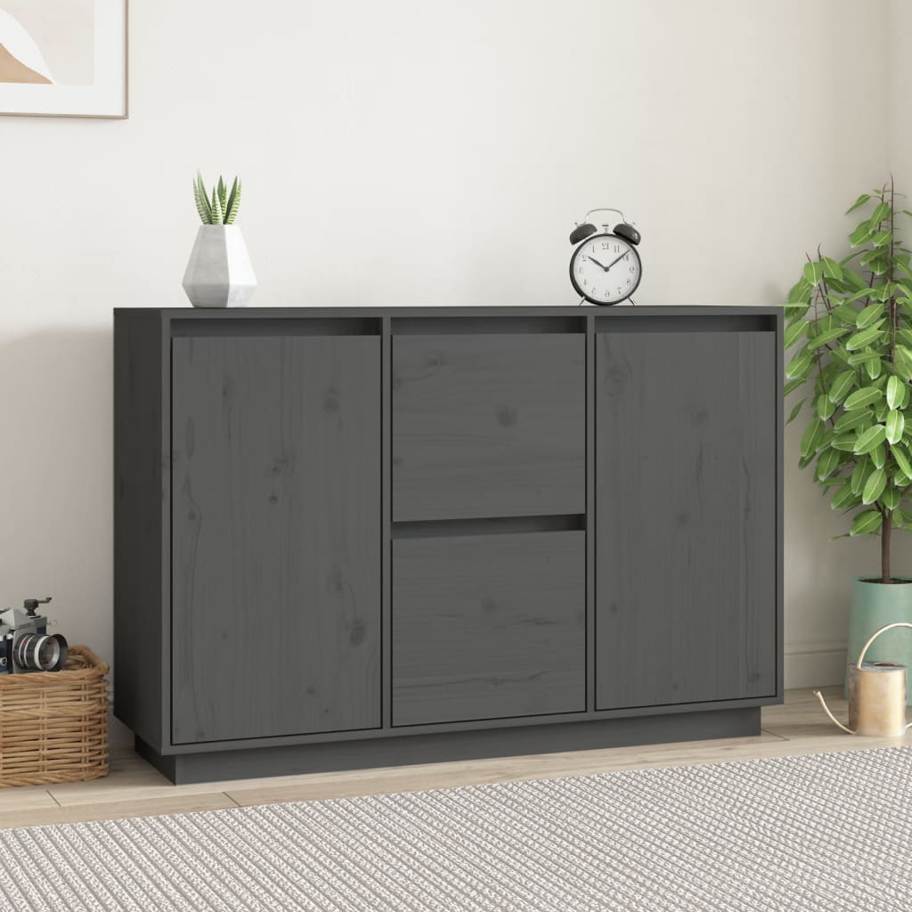 Graues Kiefer Massivholz Sideboard 111 cm