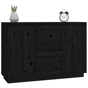 Schwarzes Kiefer Sideboard 111 cm
