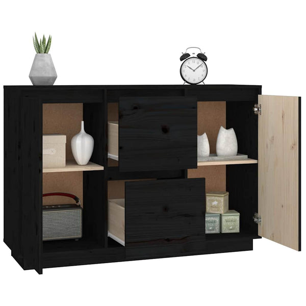 Schwarzes Kiefer Sideboard 111 cm