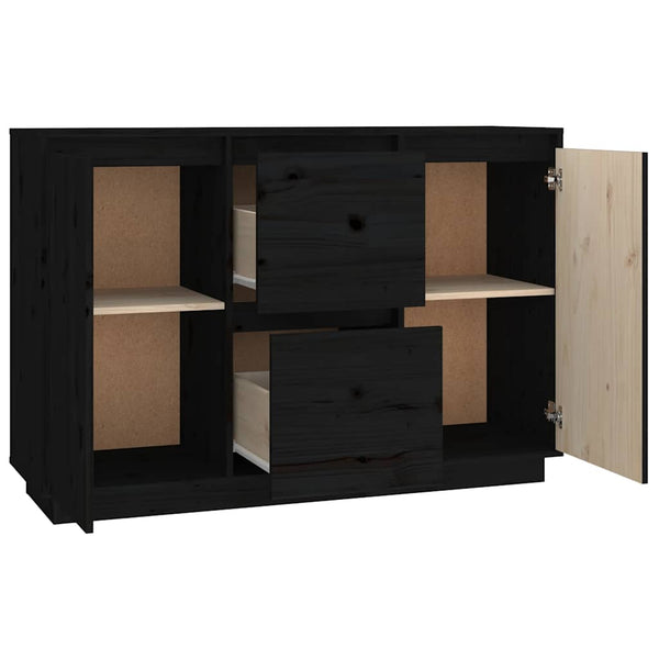 Schwarzes Kiefer Sideboard 111 cm