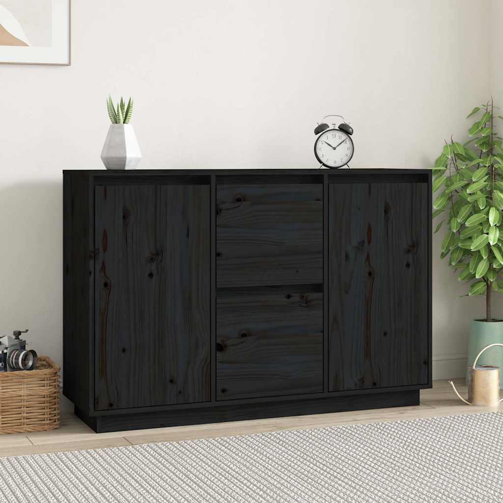Schwarzes Kiefer Sideboard 111 cm