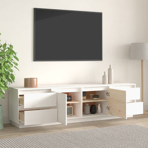 TV-Schrank Weiß 176 cm Massivholz Kiefer