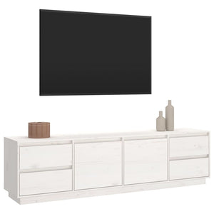 TV-Schrank Weiß 176 cm Massivholz Kiefer