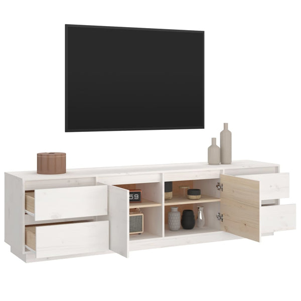 TV-Schrank Weiß 176 cm Massivholz Kiefer