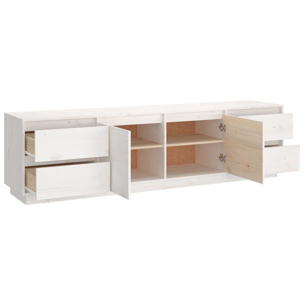 TV-Schrank Weiß 176 cm Massivholz Kiefer