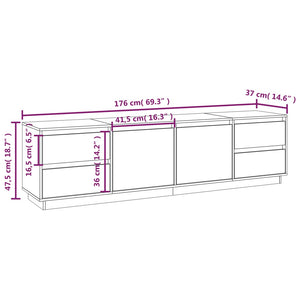 TV-Schrank Weiß 176 cm Massivholz Kiefer