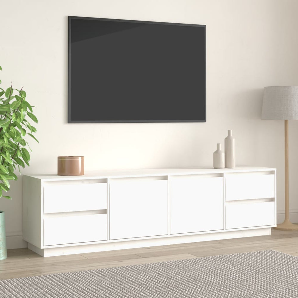 TV-Schrank Weiß 176 cm Massivholz Kiefer