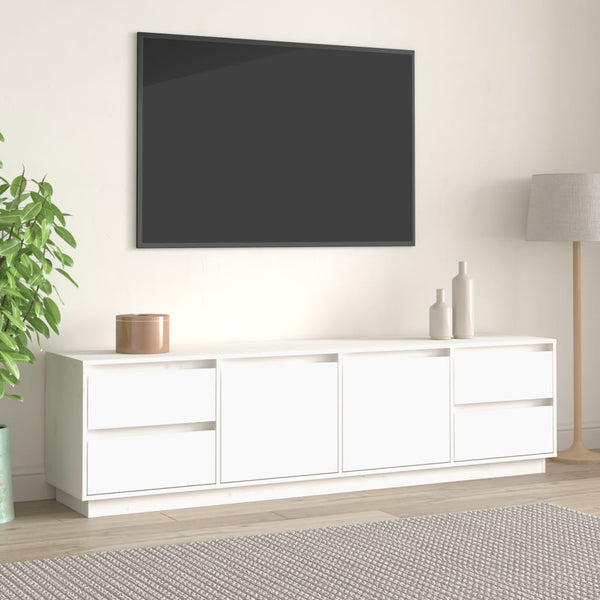 TV-Schrank Weiß 176 cm Massivholz Kiefer