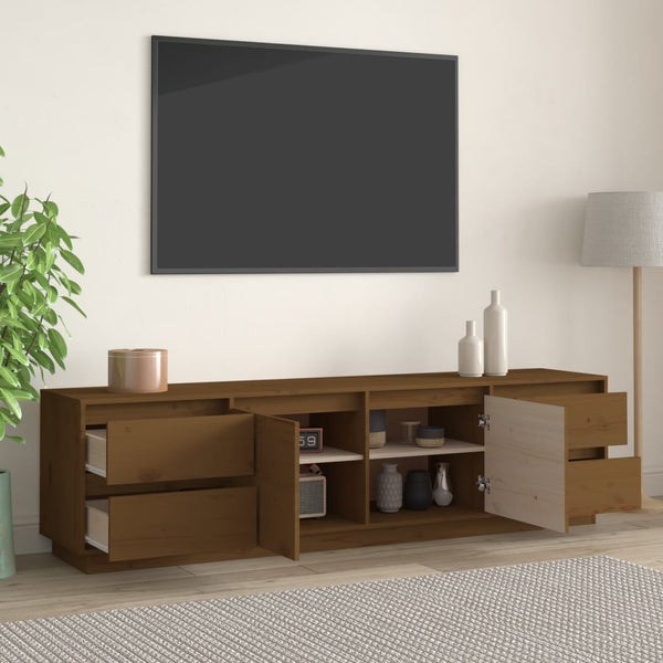 TV-Schrank Honigbraun Massivholz Kiefer 176 cm