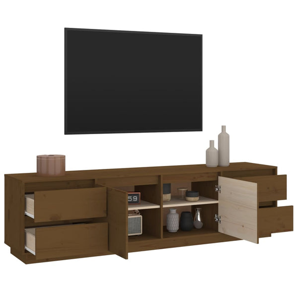 TV-Schrank Honigbraun Massivholz Kiefer 176 cm