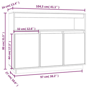 Kiefer Massivholz Sideboard, 104,5 cm