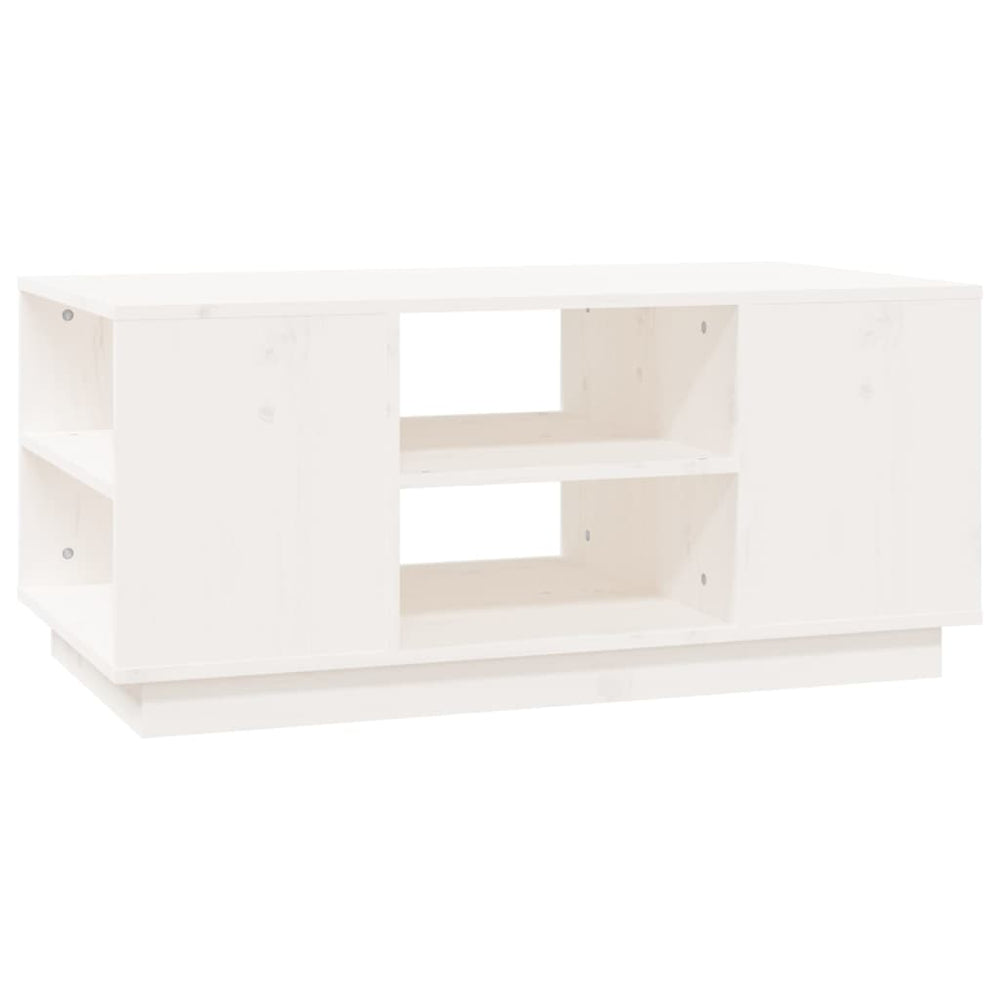 Weißer Couchtisch 90x49cm Kiefer Massivholz