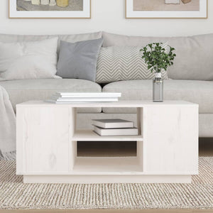 Weißer Couchtisch 90x49cm Kiefer Massivholz