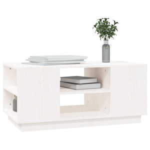 Weißer Couchtisch 90x49cm Kiefer Massivholz