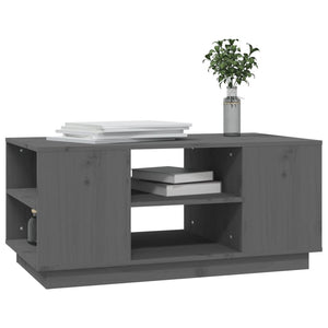 Grauer Couchtisch 90x49cm Kiefer Massivholz