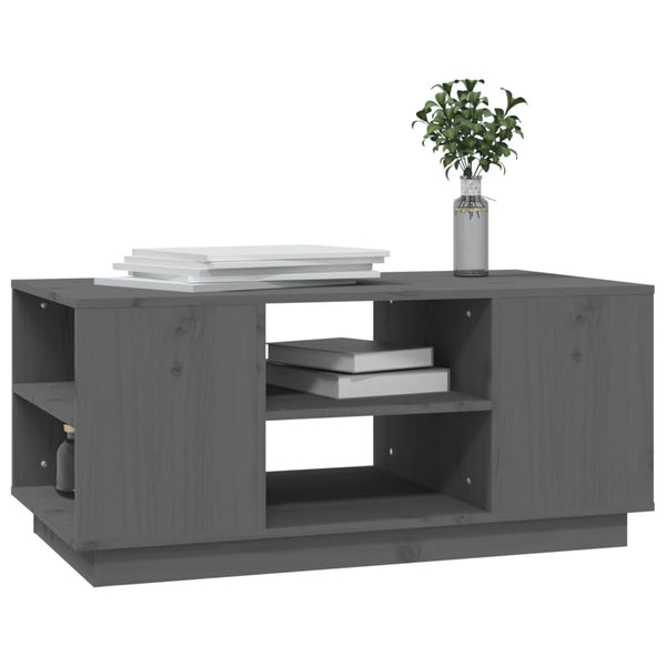 Grauer Couchtisch 90x49cm Kiefer Massivholz