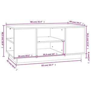 Grauer Couchtisch 90x49cm Kiefer Massivholz