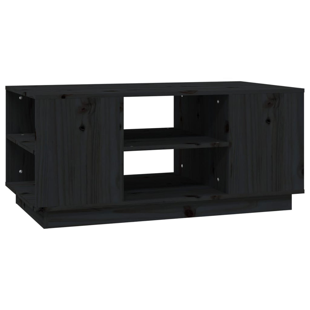 Schwarzer Couchtisch Kiefer Massivholz 90x49 cm