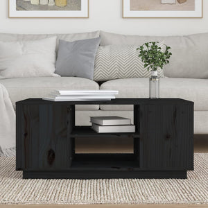 Schwarzer Couchtisch Kiefer Massivholz 90x49 cm