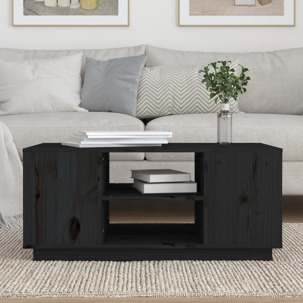 Schwarzer Couchtisch Kiefer Massivholz 90x49 cm