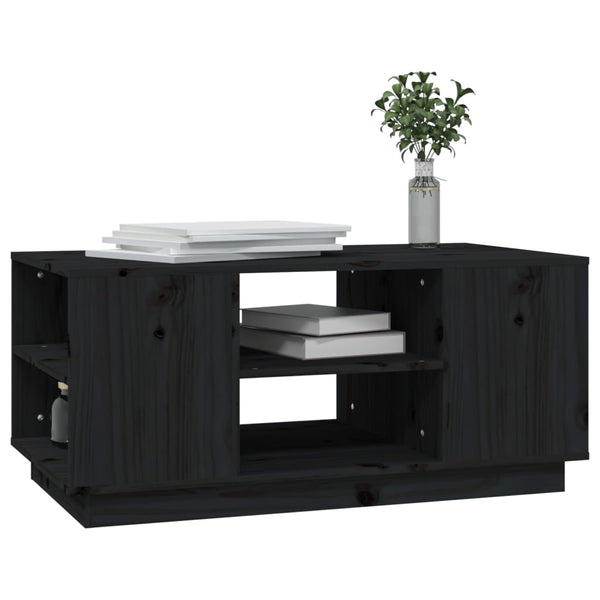 Schwarzer Couchtisch Kiefer Massivholz 90x49 cm