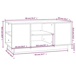 Schwarzer Couchtisch Kiefer Massivholz 90x49 cm
